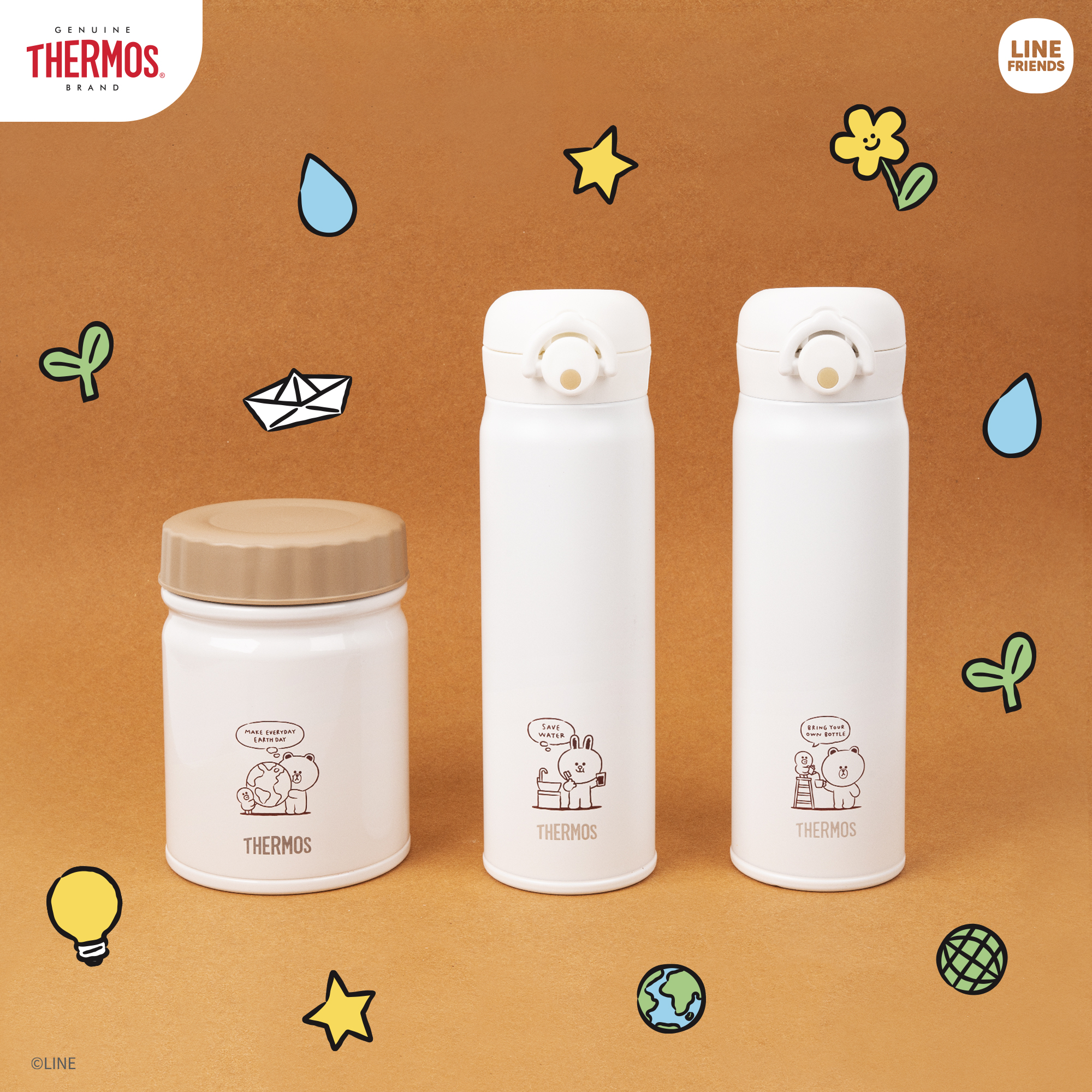 LINE FRIENDS MEETS THERMOS_Make Every Day Earth Day_保溫瓶_保溫食物罐